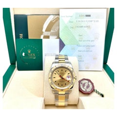 2026 Service Rolex Datejust Turn-O-Graph 116263 36mm 18k Gold Steel Box Paper