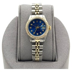 Rolex Lady Datejust 69173 26mm Blue Diamond Dial Diamond Bezel Yellow Gold Steel