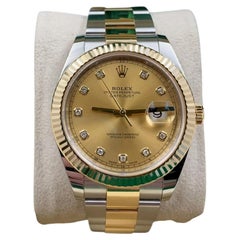 Rolex Datejust 41 126333, champagnerfarbenes Zifferblatt mit Diamanten, 18-karätiges Gold und Edelstahl, mit Originalverpackung und Papieren