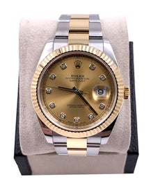 Rolex Datejust 41 126333, champagnerfarbenes Zifferblatt mit Diamanten, 18-karätiges Gold und Edelstahl, mit Originalverpackung und Papieren