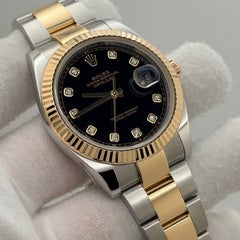 2024 Rolex Datejust 41 126333 41mm Black Diamond Dial 18K Gold Steel Box Paper