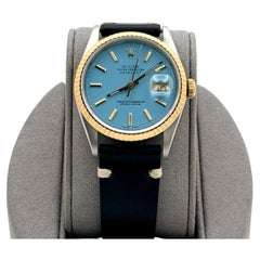 Rolex Datejust 16233 36mm Aqua Blue Dial 18k Yellow Gold Stainless Steel