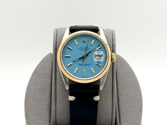 Rolex Datejust 16233 36mm Aqua Blue Dial 18k Yellow Gold Stainless Steel