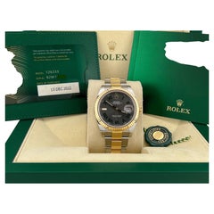 Rolex Datejust 41 Slate Wimbledon Dial 126333 18k Yellow Gold Steel Box Paper