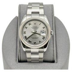 Rolex Datejust 116234 36mm Silver Roman Dial 18k Gold Bezel Stainless Steel