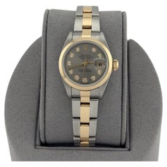 Rolex Ladies Datejust 79163 26mm Silver Diamond Dial 18k Yellow Gold Steel