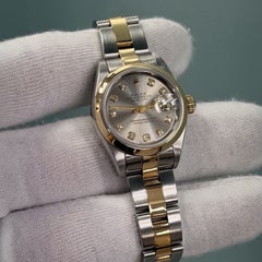 Rolex Ladies Datejust 79163 26mm Silver Diamond Dial 18k Yellow Gold Steel