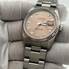 Rolex Datejust 16234 36mm Factory Salmon Diamond Dial Stainless Steel 18k Gold