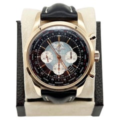 Breitling Transocean RB0510 46mm Chronograph 18K Rose Gold Leather Strap