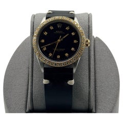 Rolex Oyster Perpetual 1002 34mm Black Diamond Dial Diamond Bezel Stainless Stee