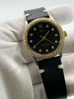Rolex Oyster Perpetual 1002 34mm Black Diamond Dial Diamond Bezel Stainless Stee