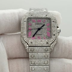 Cartier Santos Medium WSSA0029 35mm Diamond Case Bezel Iced Out Box Paper