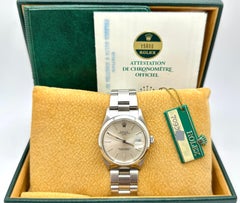 Rolex Date 15000 34mm Silver Dial Stainless Steel Box Paper