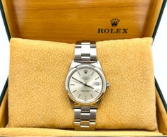 Rolex Date 15000 34mm Silver Dial Stainless Steel Box Paper