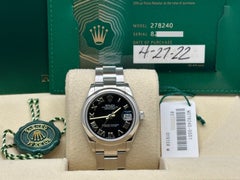 Rolex Midsize Datejust 278240 31mm Black Roman Stainless Steel Box Paper 2022