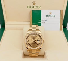 Rolex Day Date President 218238 41mm Champagne Roman Dial 18K Gold Box Paper
