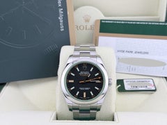 Rolex Milgauss 116400GV 40mm Black Dial Green Crystal Stainless Steel Box Paper