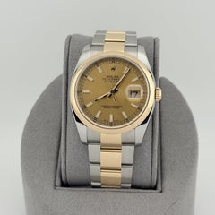 Rolex Datejust 36 116203 36mm Champagne Dial 18k Yellow Gold Steel Box Paper