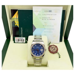 Rolex 116234 FACTORY Sodalite Diamond Dial Stainless 18K Gold Box Paper 2006