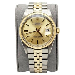 Rolex Datejust 1603 Champagne Pie Pan Dial 14k Yellow Gold Stainless Steel 36mm