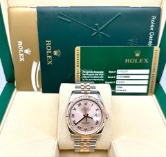 Rolex Datejust 116231 Pink Roman Dial 18k Rose Gold Steel Jubilee Box Papers