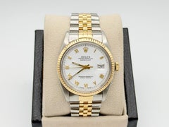 Rolex Datejust 16013, 36 mm, quadrante bianco con numeri romani, oro giallo 18 carati e acciaio inossidabile