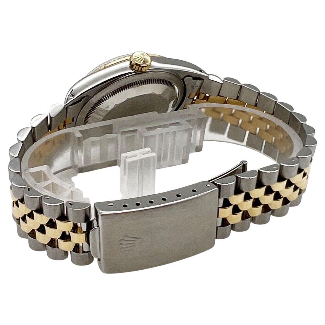 
Style Number: 16233



Serial: E773***



Year: 1990

 

Model: Datejust 

 

Case Material: Stainless Steel 

 

Band: 18K Yellow Gold & Stainless Steel 

 

Bezel: Custom Diamond Bezel 

 

Dial: Refinished White Mother of Pearl Diamond Dial 

