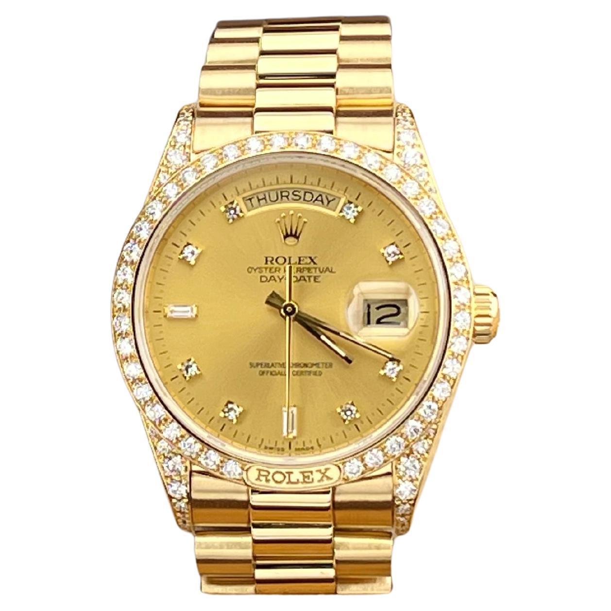 Rolex Day Date President 18138 Factory Diamond Dial Bezel & Lugs 18K Yellow Gold