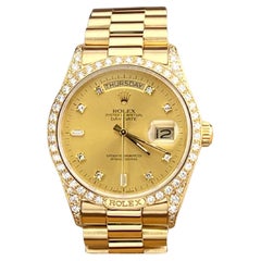Rolex Day Date President 18138 Fábrica Esfera Diamante Bisel y Tapones Oro Amarillo 18K