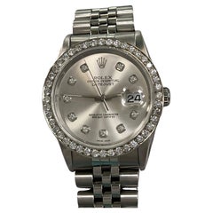 Rolex Datejust 16220 Silver Diamond Dial Diamond Bezel Stainless Steel 36mm