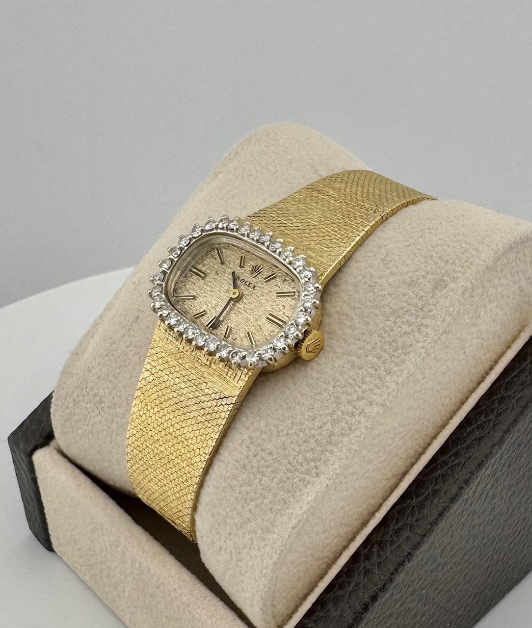 Rolex Vintage Ladies Cocktail 8365 14K Yellow Gold Diamond Watch In Good Condition For Sale In San Diego, CA