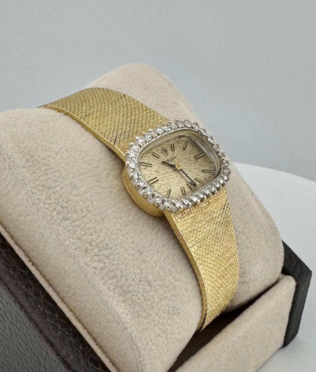 Women's Rolex Vintage Ladies Cocktail 8365 14K Yellow Gold Diamond Watch For Sale