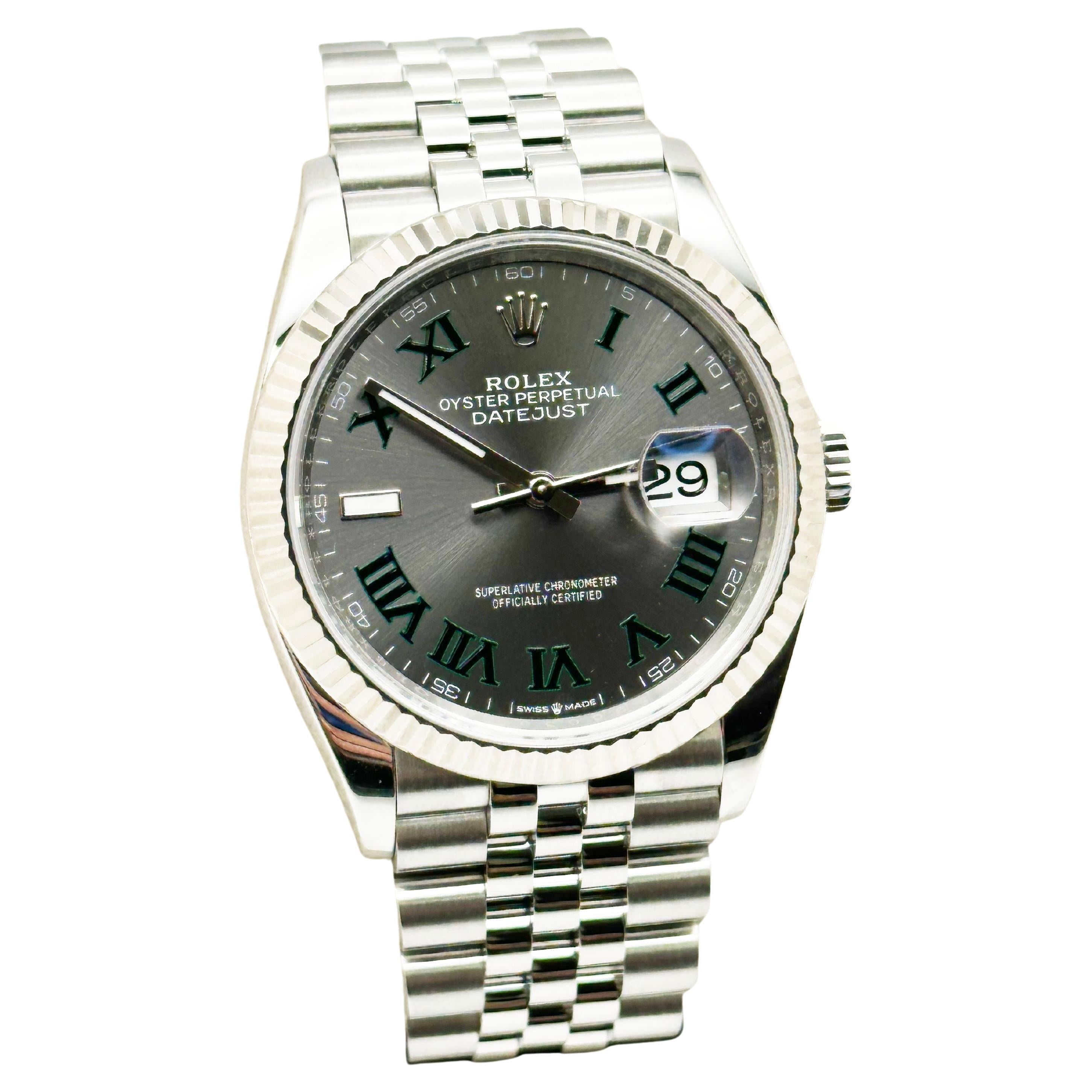 2024 Rolex Datejust 126234 36mm Wimbledon Dial Steel Jubilee Box Paper For Sale