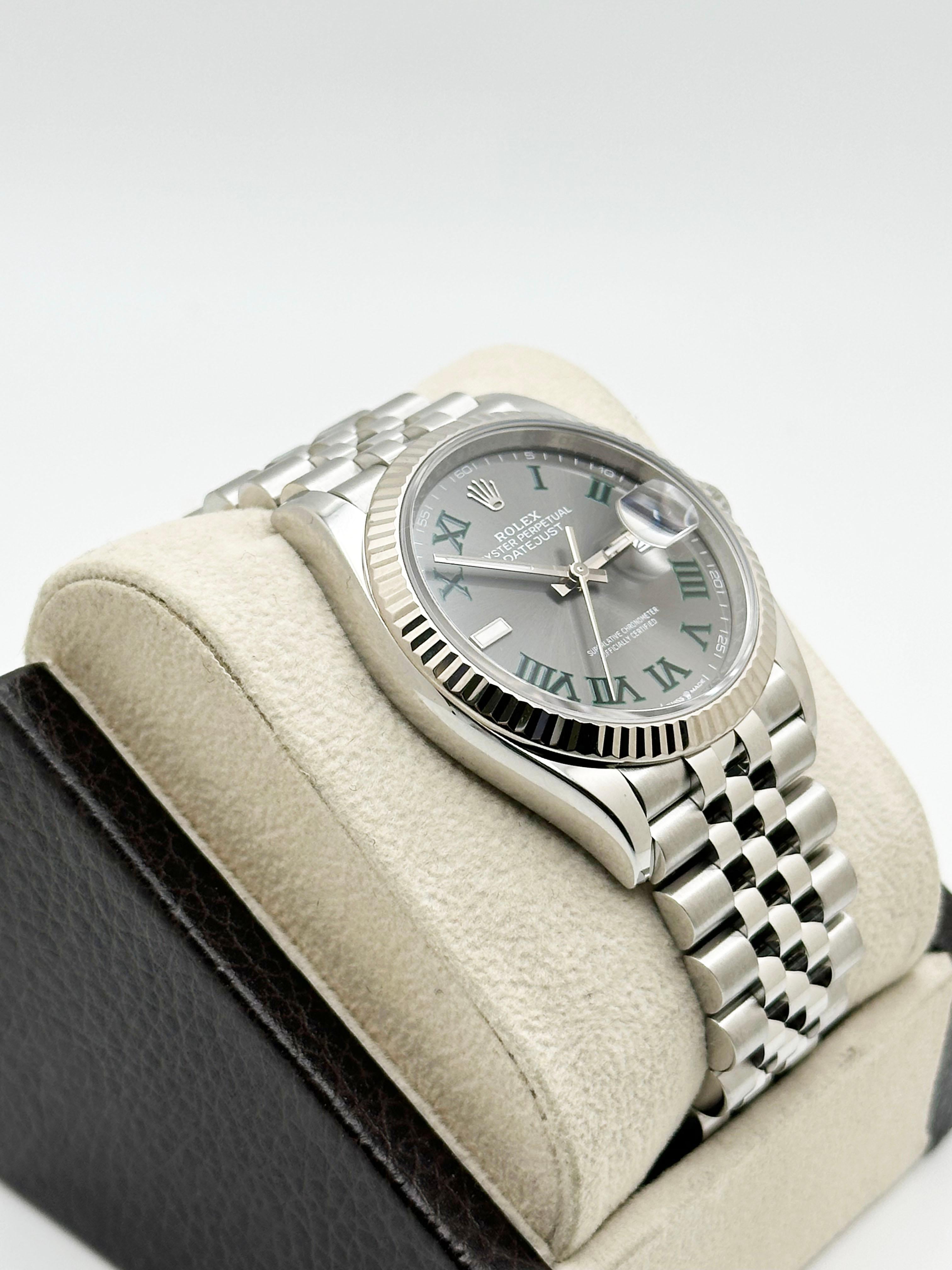 2024 Rolex Datejust 126234 36mm Wimbledon Dial Steel Jubilee Box Paper For Sale 1