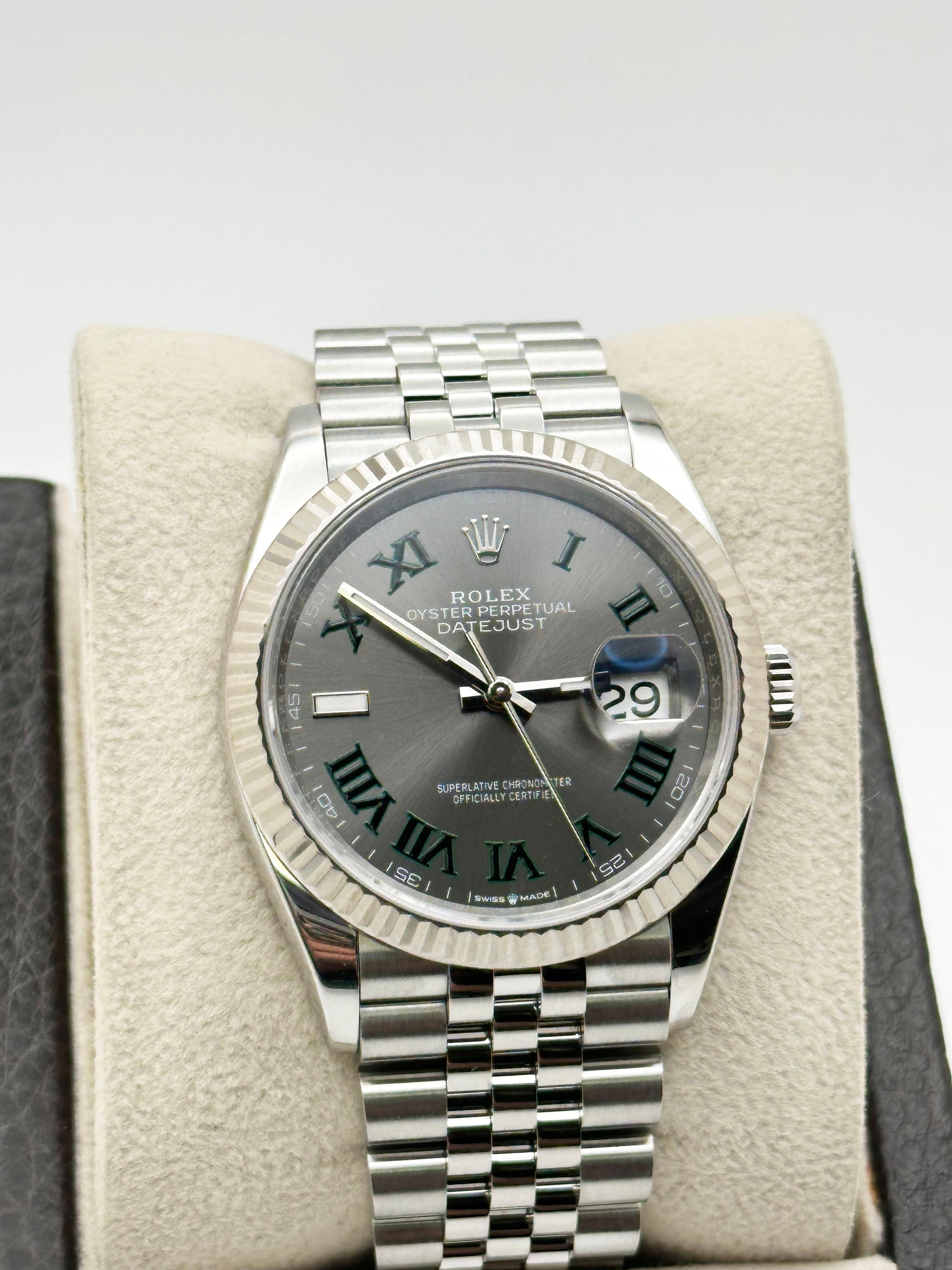 Men's 2024 Rolex Datejust 126234 36mm Wimbledon Dial Steel Jubilee Box Paper For Sale