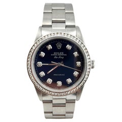 Rolex Air King 14000 Blue Diamond Dial Diamond Bezel Stainless Steel 34mm