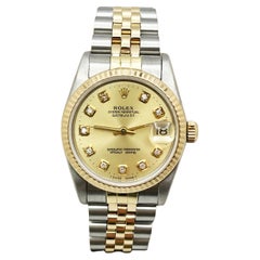 Rolex Datejust Midsize 68273 31mm Champagner Diamant-Zifferblatt 18K Gelbgold Stahl