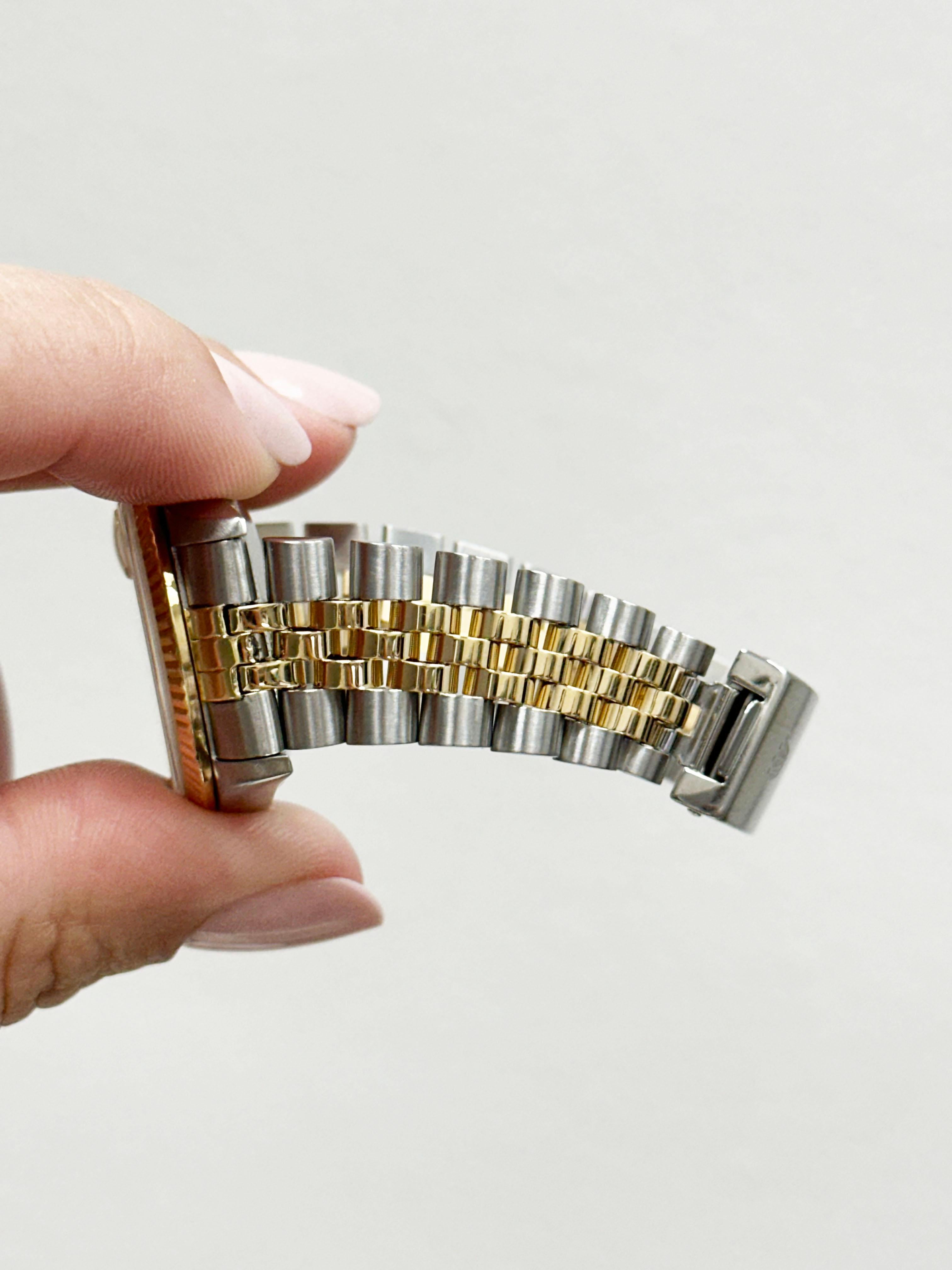 Rolex Datejust Midsize 68273 31mm Champagne Cadran diamant Or jaune 18K Acier en vente 4