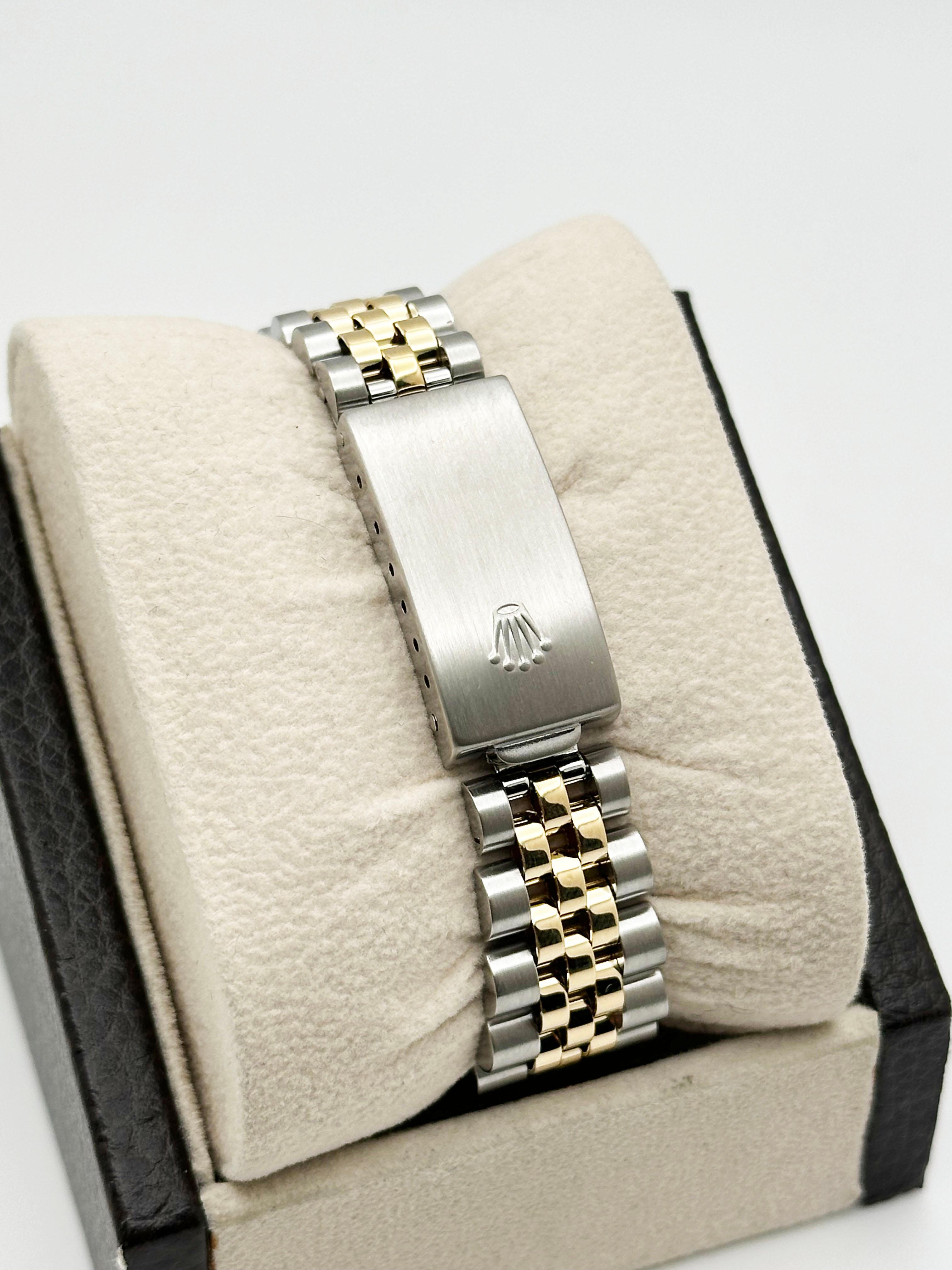 Rolex Datejust Midsize 68273 31mm Champagne Cadran diamant Or jaune 18K Acier en vente 3