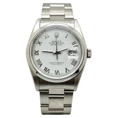 Rolex Datejust 16200 36mm White Roman Dial Stainless Steel