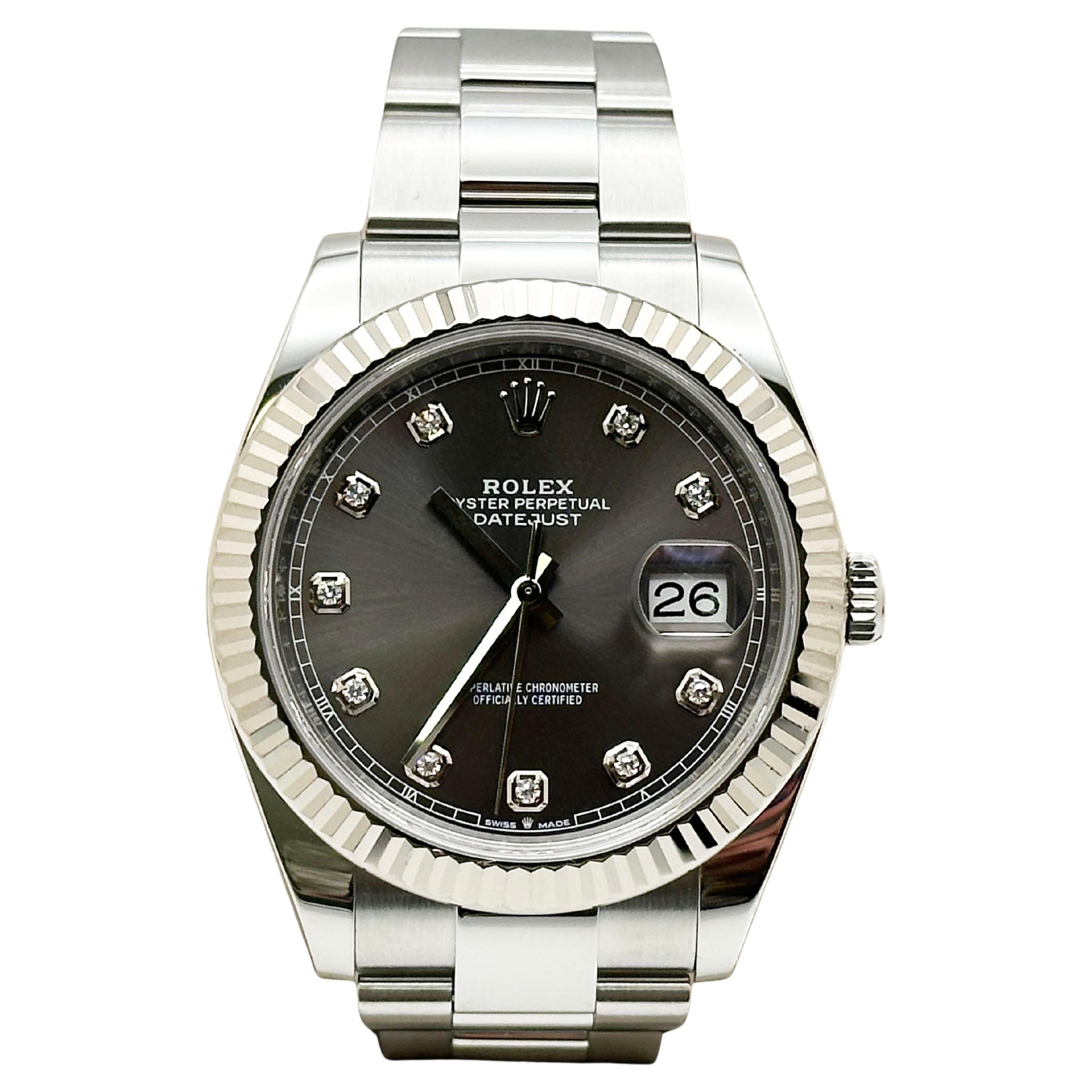 Rolex Datejust 41 126334 rodio quadrante diamantato acciaio inossidabile scatola di carta
