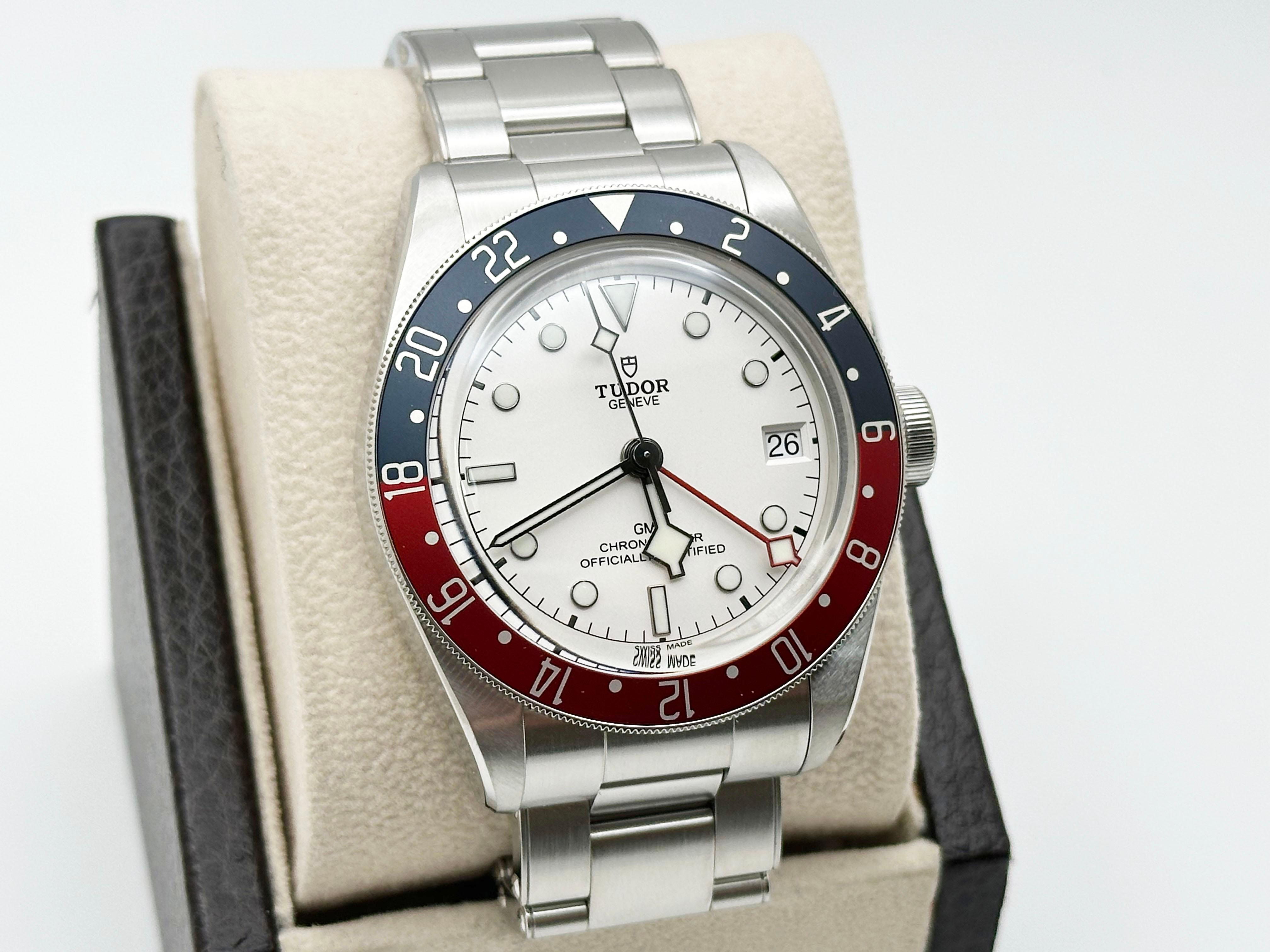 Tudor Black Bay GMT 79830RB 41mm lunetta Pepsi quadrante opalino scatola d'acciaio Steele in vendita 1