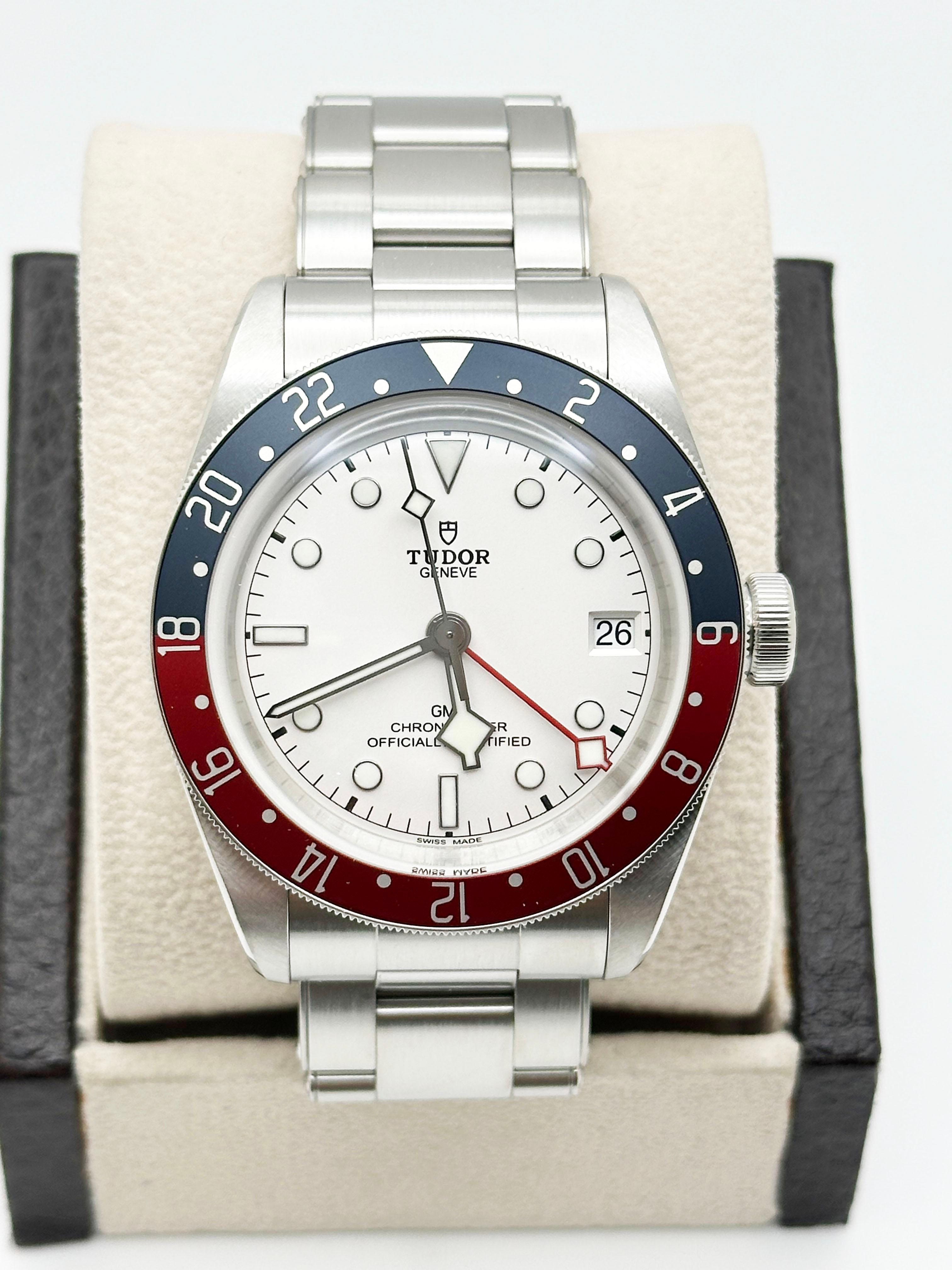 Tudor Black Bay GMT 79830RB 41mm lunetta Pepsi quadrante opalino scatola d'acciaio Steele in vendita 4