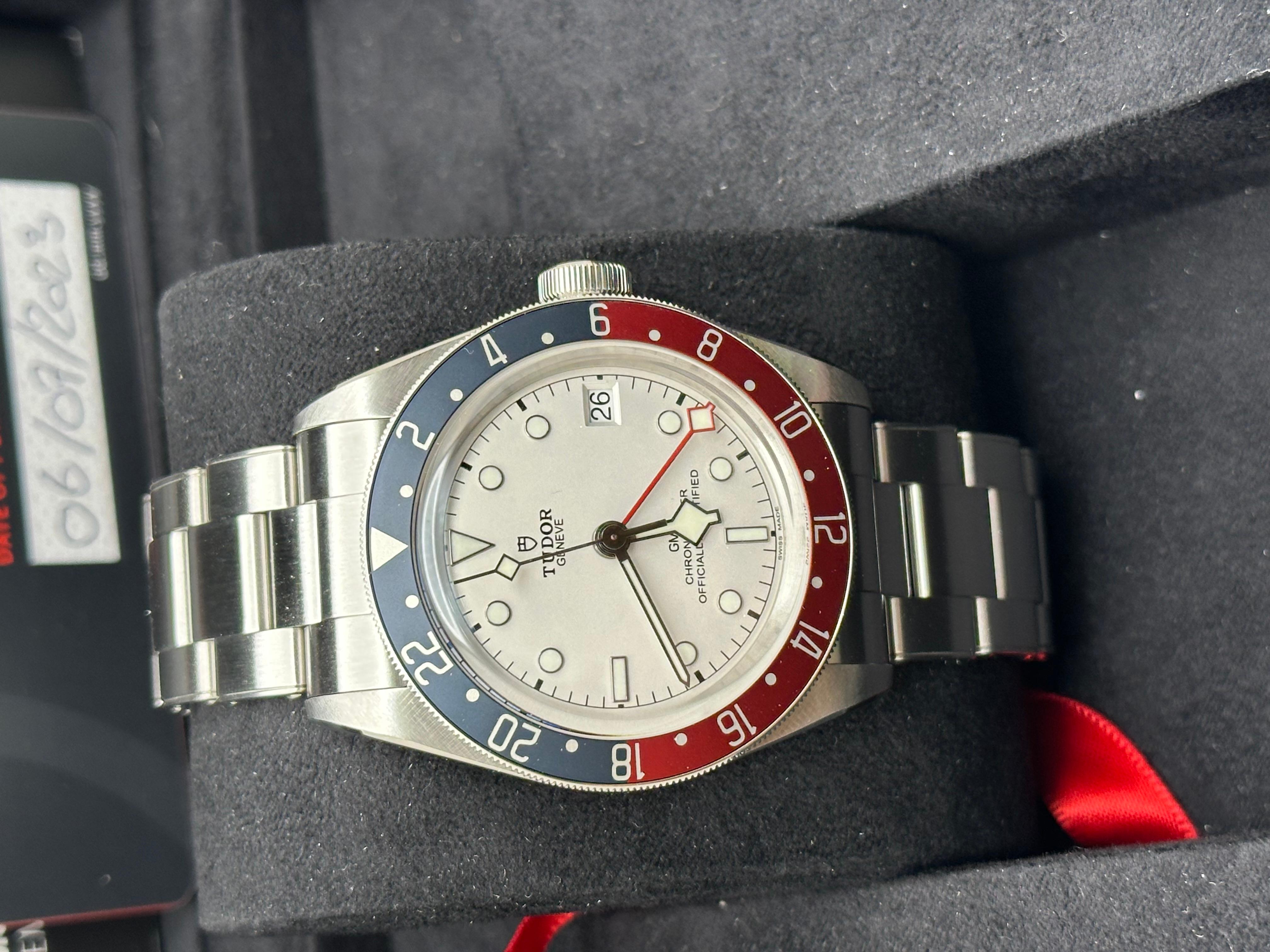 Uomo Tudor Black Bay GMT 79830RB 41mm lunetta Pepsi quadrante opalino scatola d'acciaio Steele in vendita