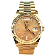 Rolex President Day Date 228238 40mm Baguette Diamond Dial 18K Gold Box Papers