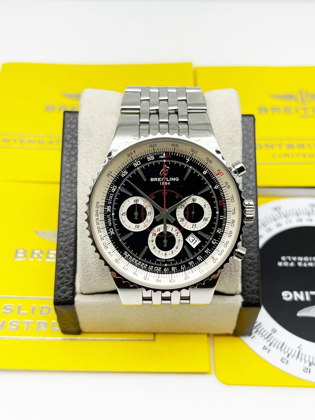 Uomo Breitling Montbrillant A23351 Quadrante Nero Carta Acciaio 47mm in vendita