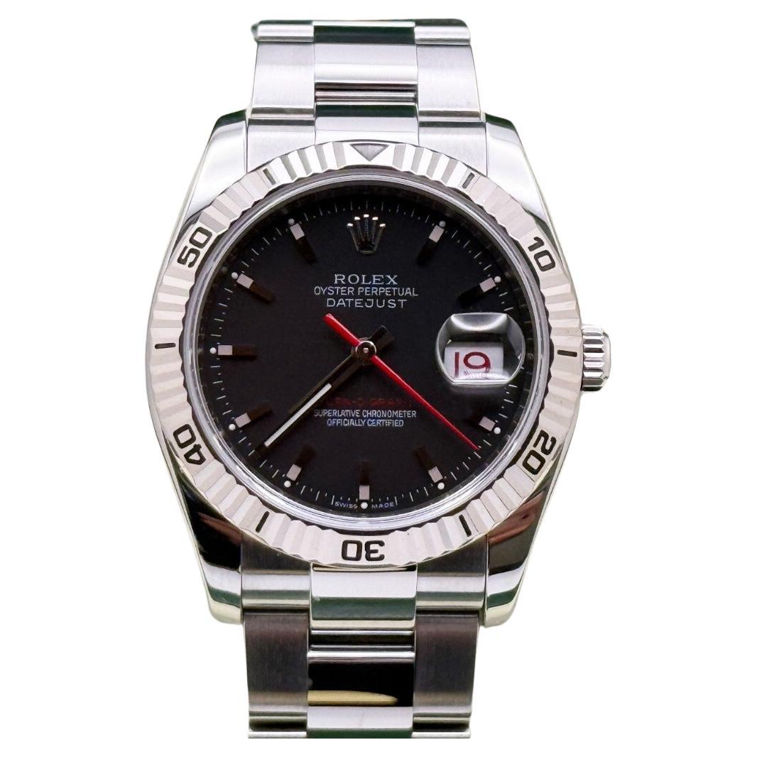 Rolex Datejust Turn-O-Graph 116264 36 mm Quadrante nero Acciaio inossidabile Scatola di carta in vendita