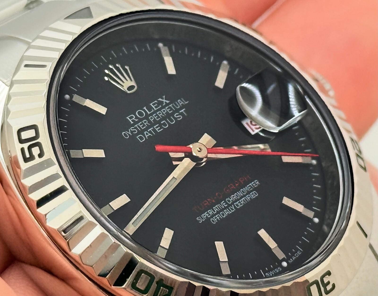 Rolex Datejust Turn-O-Graph 116264 36 mm Quadrante nero Acciaio inossidabile Scatola di carta in vendita 7