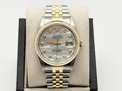 Rolex Datejust 16233 Factory Mother Of Pearl Diamond Dial 18K Gold Steel 2004