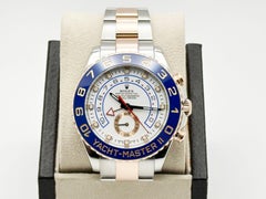 Rolex Yacht Master II 116681 44mm Céramique bleue Or rose 18K Stainless Box Paper